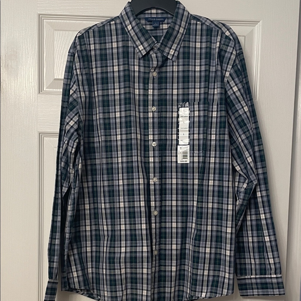 Falls Creek Blue and Green Plaid Button Down Shirt